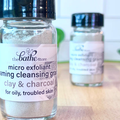 water activated foaming cleansing grains - clay & charcoal