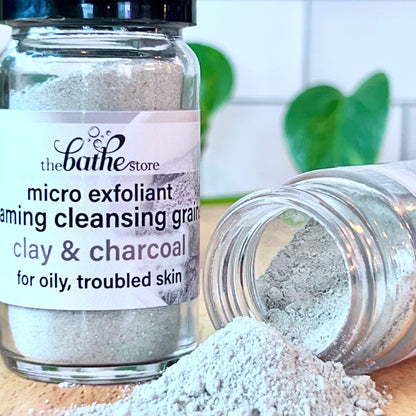 water activated foaming cleansing grains - clay & charcoal